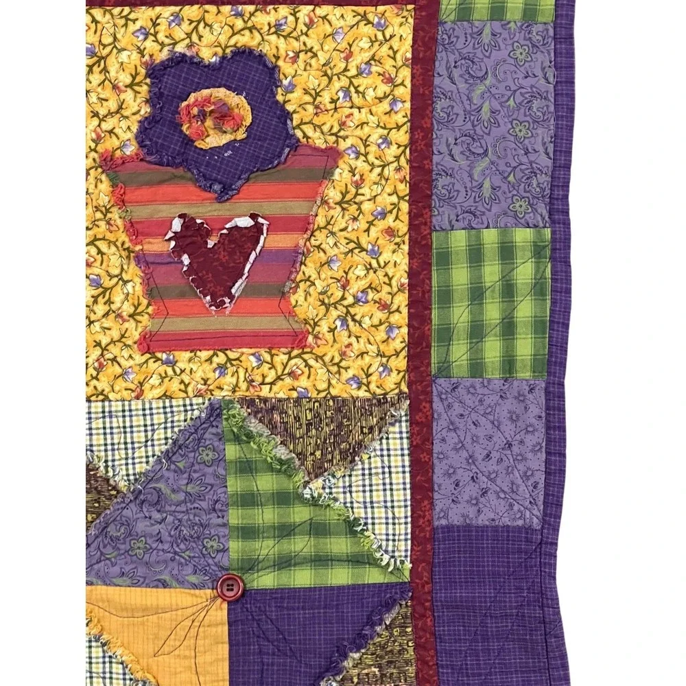 Primitive‎ Folk Art Quilted Table Topper 36x24 Patchwork Country Cottage